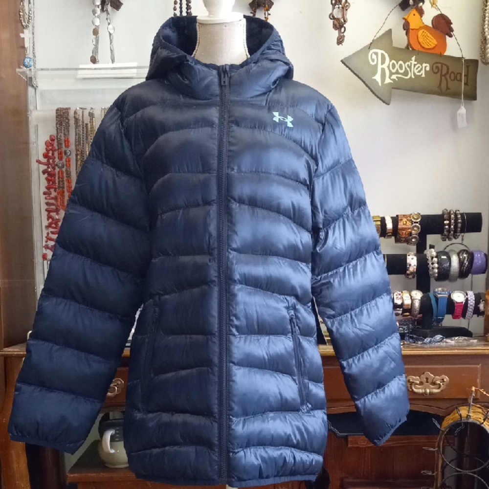 Under Armour MIDNIGHT NAVY Hooded Puffer Jacket Size YXL